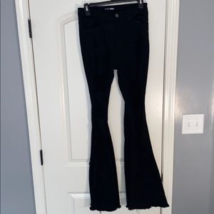 Distress bell bottoms.